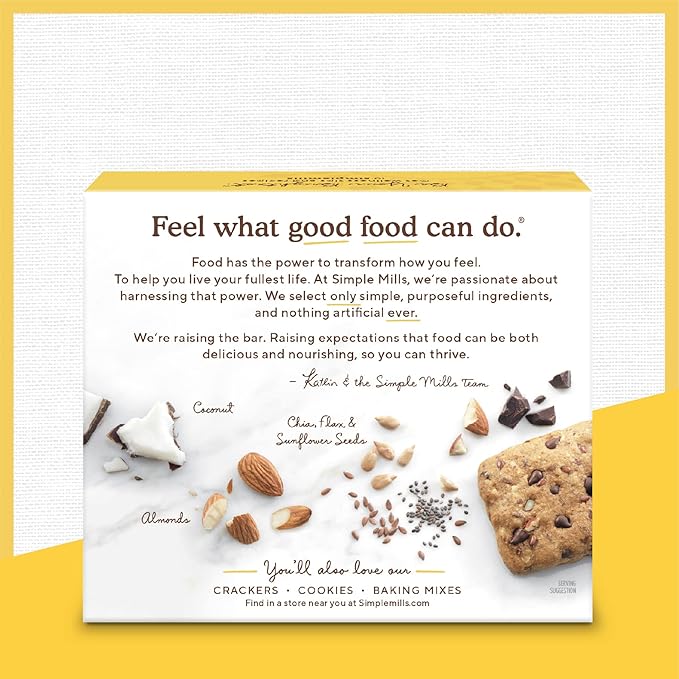 Simple Mills Almond Flour Snack Bars, Dark Chocolate Almond - Gluten Free, Made with Organic