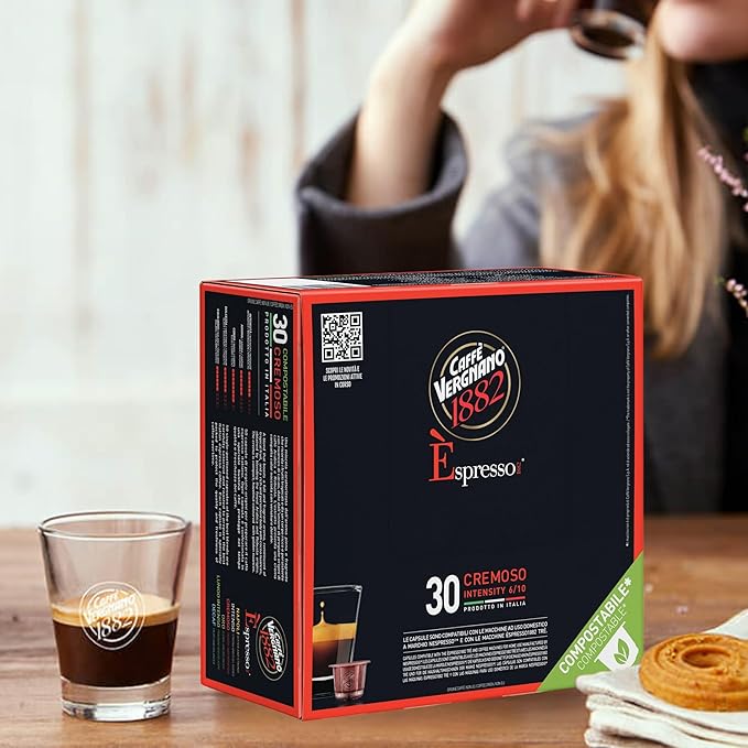 Caffe' Vergnano 1882 Medium Roast Espresso Original Line Machine Compatible Capsules, Single-Serve