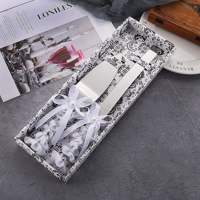 TANG SONG Elegant Stainless Steel Wedding Cake Knife and Serving Set Resin Plastic Handle with