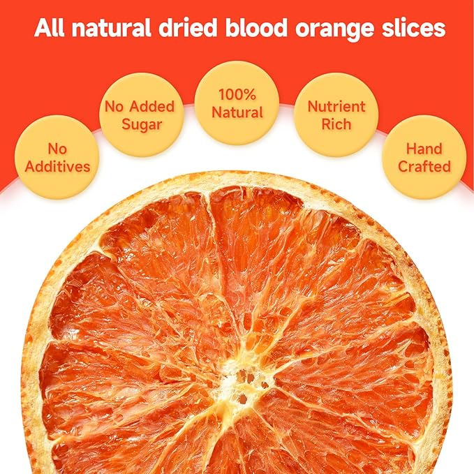 Dried Blood Orange Slices, 8.82oz/250g,Dehydrated Orange Slices For Cocktails,100% Natural Fruit No