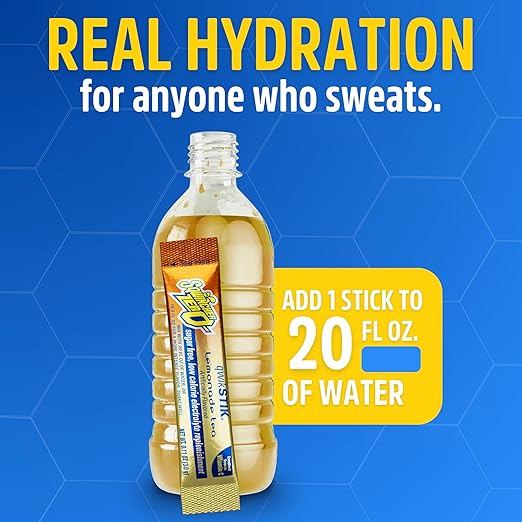 Sqwincher Zero Qwik Stik, Lemonade Tea, Sugar Free, Low Calorie, Low Sodium Electrolyte Powder