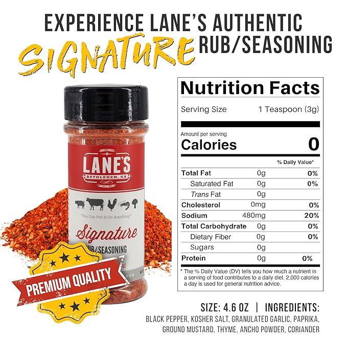 Lane's Signature BBQ Seasoning Rub, 4.6 oz - All-Purpose BBQ Rub for Smoking, Grilling & Cooking