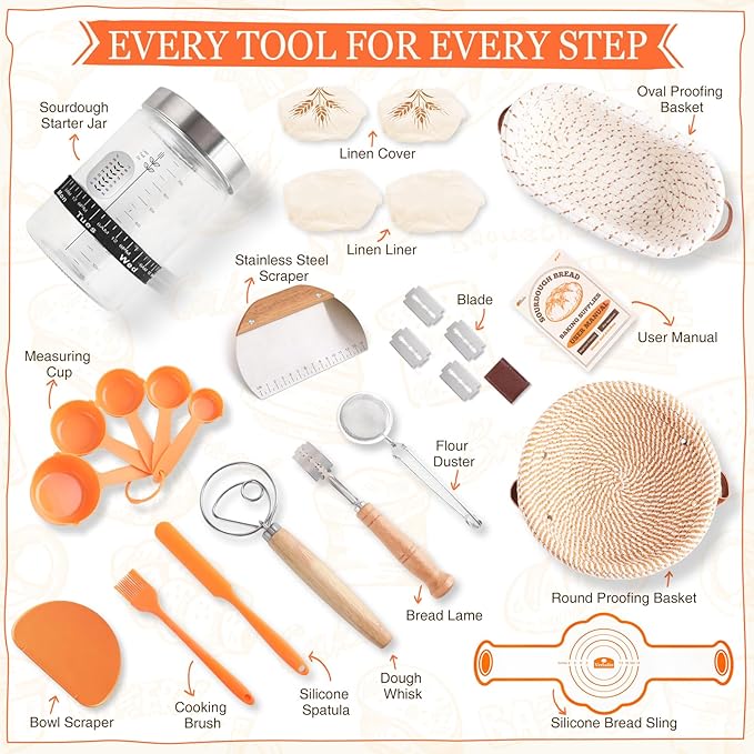 Sourdough Starter Kit, Sourdough Bread Baking Supplies, Sour Dough Starter Kits, Woven Bread