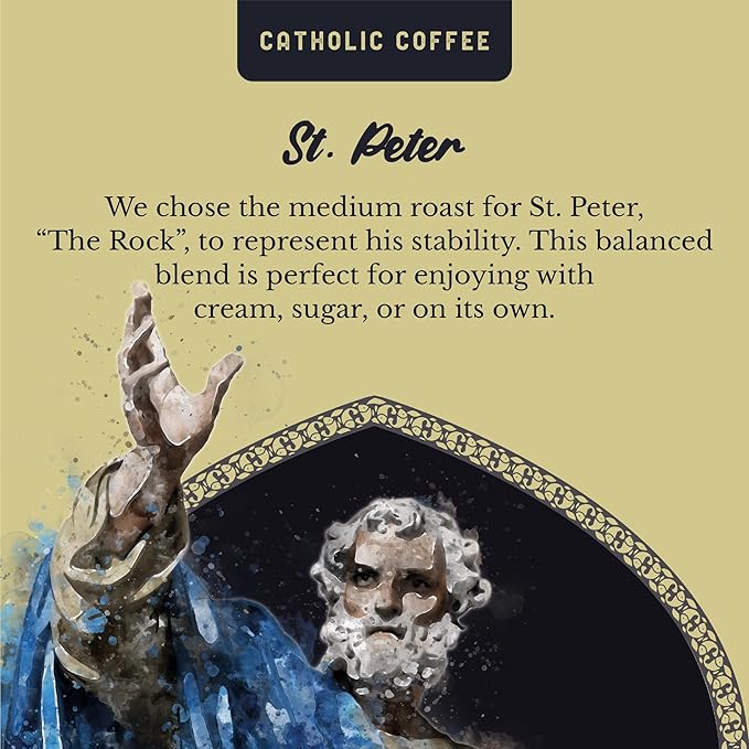 Catholic Coffee St. Peter | Medium Roast Ground Coffee ??Chocolate & Nutty Notes | 12oz Bag