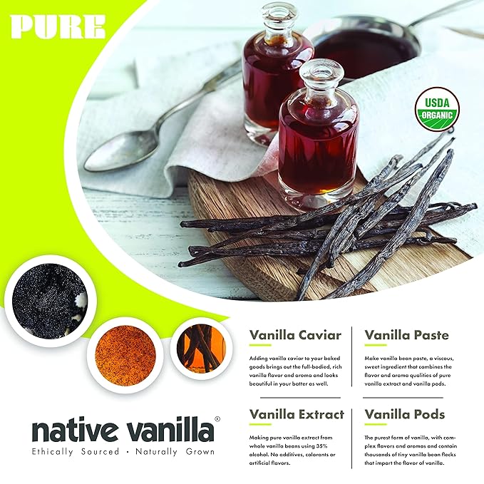50 Organic Madagascar Vanilla Beans - Whole Grade A Premium Bourbon Pods - For Making Extract &
