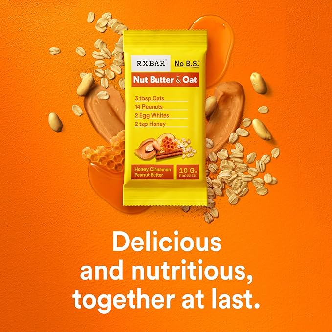 RXBAR Nut Butter and Oat Protein Bars, Protein Snacks, Snack Bars, Honey Cinnamon Peanut Butter