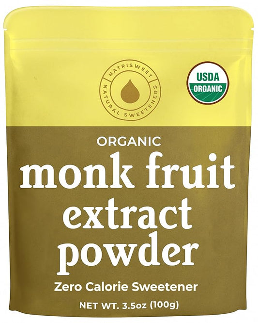 Monk Fruit Extract Sweetener, 3.5 oz, Pure USDA Organic with No Fillers Zero Calories, Zero Carbs