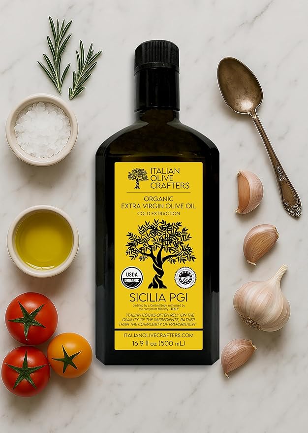 Italian Olive Crafters, Polyphenol Rich Organic Extra Virgin Olive Oil, 16.9 fl oz - Organic Olive