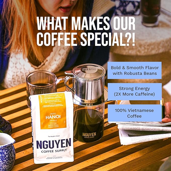 Nguyen Coffee Supply - Hanoi Robusta: Dark Roast Premium Ground Coffee Beans, Vietnamese Single