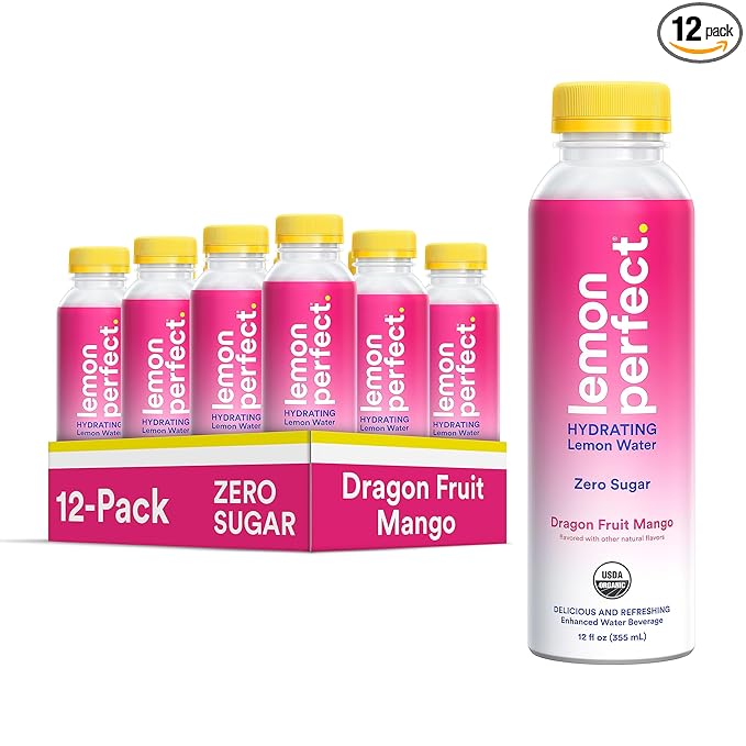 Lemon Perfect, Hydrating Organic Lemon Water, Zero Sugar, Flavored Water, Squeezed from Real Fruit