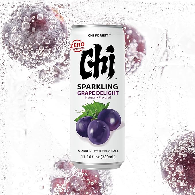 CHI FOREST Sparkling Water Beverage, Peach & Grape drinks, Zero Sugar or Artificial Flavor, 11.16
