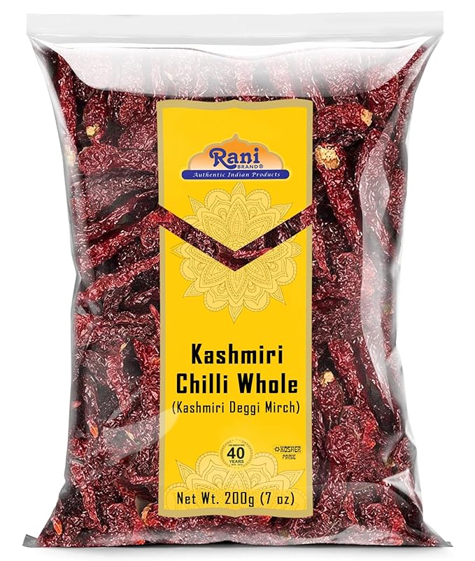 Rani Kashmiri Chilli Whole (Deggi Mirch, Low Heat) 7oz (200g) ~ Natural | Salt-Free | Vegan | No