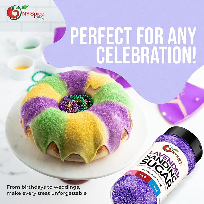 NY Spice Shop Lavender Sanding Sugar - 4 Ounce Sweet Colorful Edible Sprinkles For Candy Dish