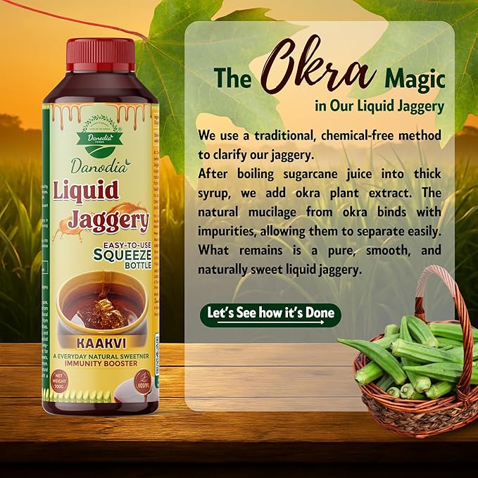 Danodia Foods LIQUID JAGGERY SYRUP (700g/1.54 lb) | Natural Sweetener from Sugarcane | No
