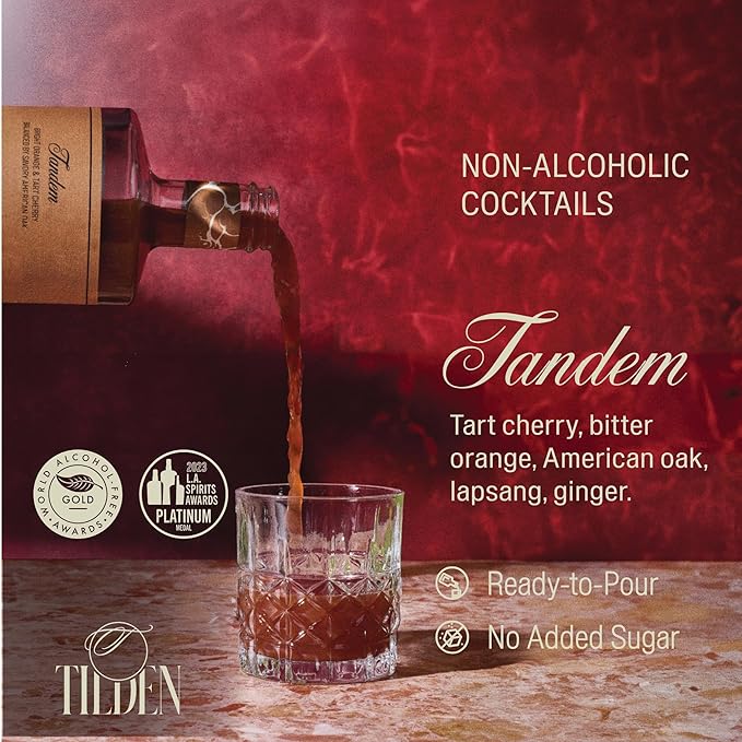 Tilden Cocktails Tandem, Non-Alcoholic Cocktail, Vegan and No Sugar Added, Tart Cherry, Bitter