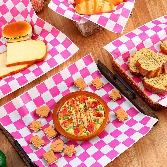 Honeydak 600 Pcs Sandwich Wrapping Paper Sheet 15x15 Checkered Food Wax Sheets Parchment Burgers