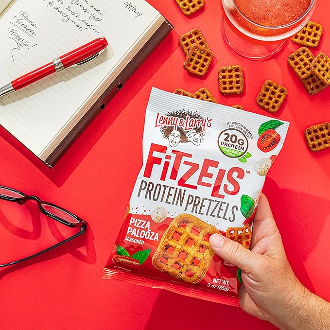 Lenny & Larry's Pizza Palooza FITZELS- Savory Pretzel Snacks Incredibly Tasty High Protein, Salty