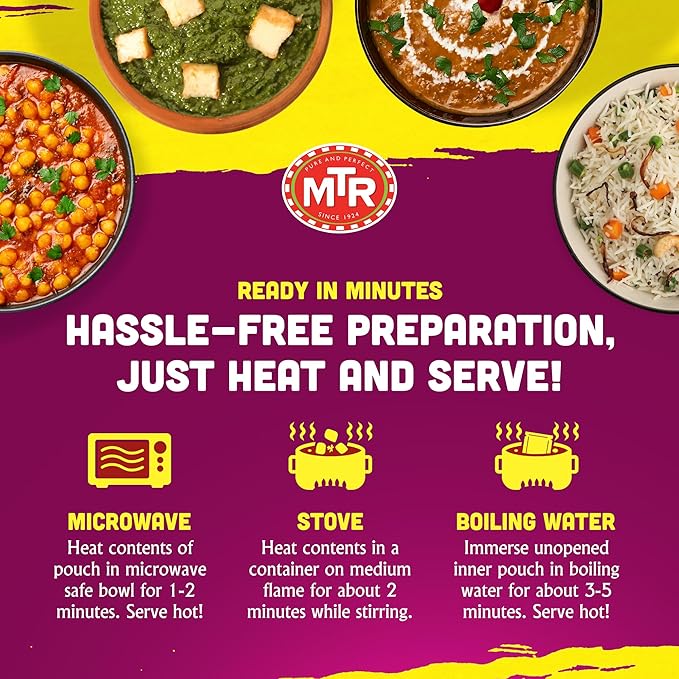 MTR Ready-To-Eat: Maharaja Pack - Assorted Pack of 4 (Chana Masala, Dal makhani, Palak Paneer