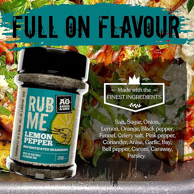 Angus & Oink | Lemon Pepper Seasoning | Sofishticated Citrus Flavour | Ideal for Seafood, Chicken &