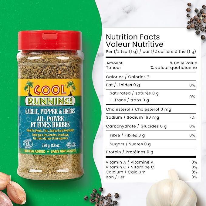 Cool Runnings Garlic, Pepper, and Herbs Seasoning 250g ??Perfect Blend of Spices and Herbs for
