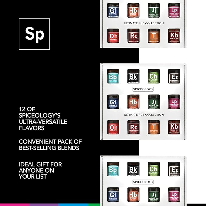 Spiceology – Ultimate Rub Collection – 12 Gourmet Spices & Seasonings Set for Grilling, BBQ &