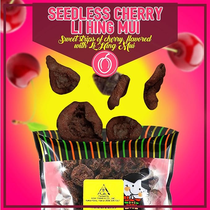 Asia Trans Seedless Li Hing Mui Cherry | Hawaiian Favorite | Naturally Sweet Dried Fruit Candy with
