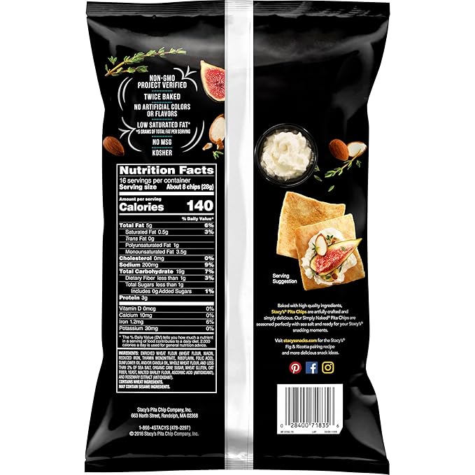Stacy's Pita Chips, Simply Naked, 16 oz Bag