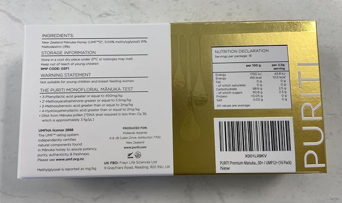 PURITI Premium Manuka Honey Lozenges High Potency - Sugar Free Drops | Genuine New Zealand Raw