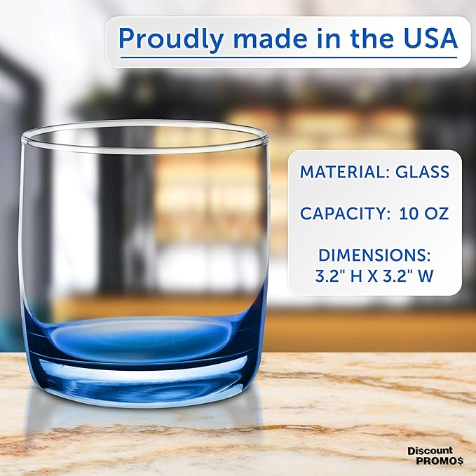 DISCOUNT PROMOS Whiskey Glasses 10 oz Set of 10, Bulk Pack - Heavy Base Old Fashioned Glass