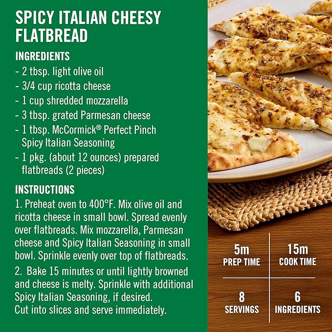 McCormick Perfect Pinch Seasoning, Spicy Italian, For Adding Italian Flavor with a Kick to Pizza
