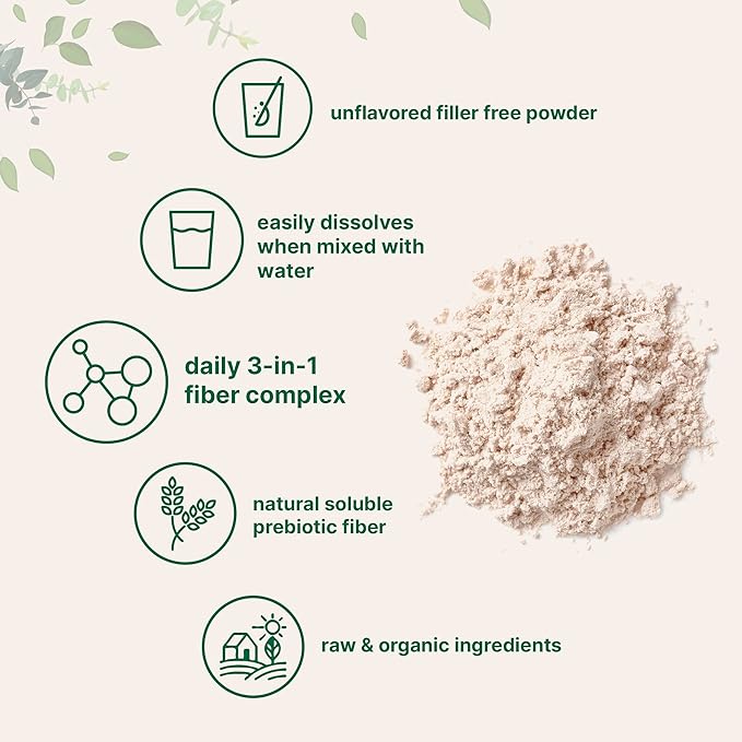 Micro Ingredients Organic Triple Fiber Powder, 2lb | Natural Prebiotic to Support Digestive & Gut