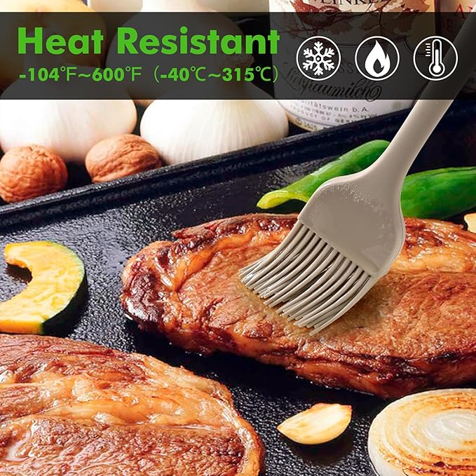 HOTEC Basting Brushes Silicone Heat Resistant Pastry Brushes Spread Oil Butter Sauce Marinades for
