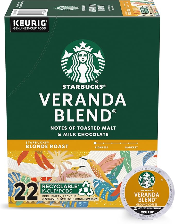 Starbucks Coffee Company Veranda Blend Blond Roast K-Cup Pods - 22 count - 1 box, 22 Count (Pack of