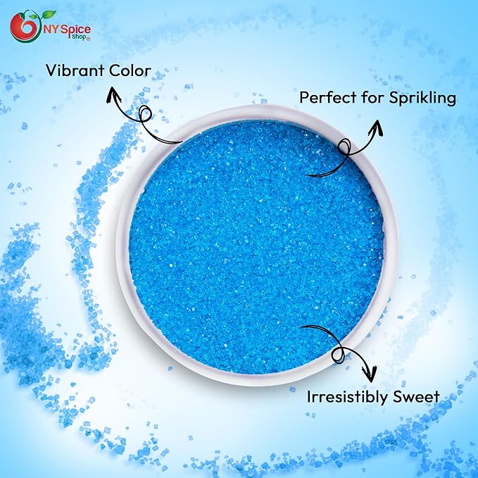 NY Spice Shop Light Blue Sanding Sugar - 8 Ounce Sweet Colorful Edible Sprinkles For Candy Dish