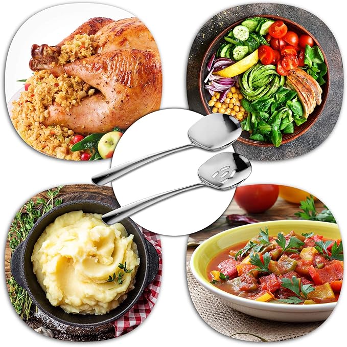 SOLEADER Extra Large Serving Spoons Set,12 Inch Stainless Steel Serving Spoon,Cooking Spoon,Pasta