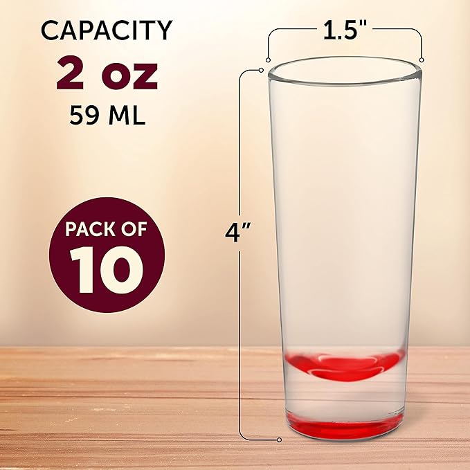 DISCOUNT PROMOS Cordial Shooter Shot Glasses 2 oz. Set of 10, Bulk Pack - Great for Birthdays