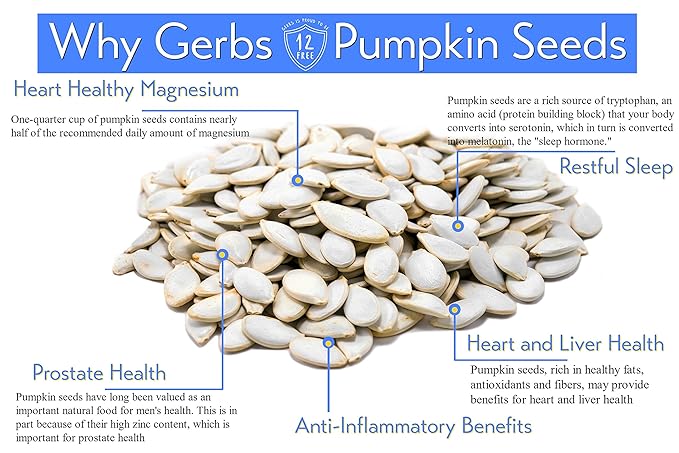 Jumbo Raw Pumpkin Seeds in Shell by Gerbs - 4 LBS - Top 11 Food Allergen Free & Non GMO - Vegan &
