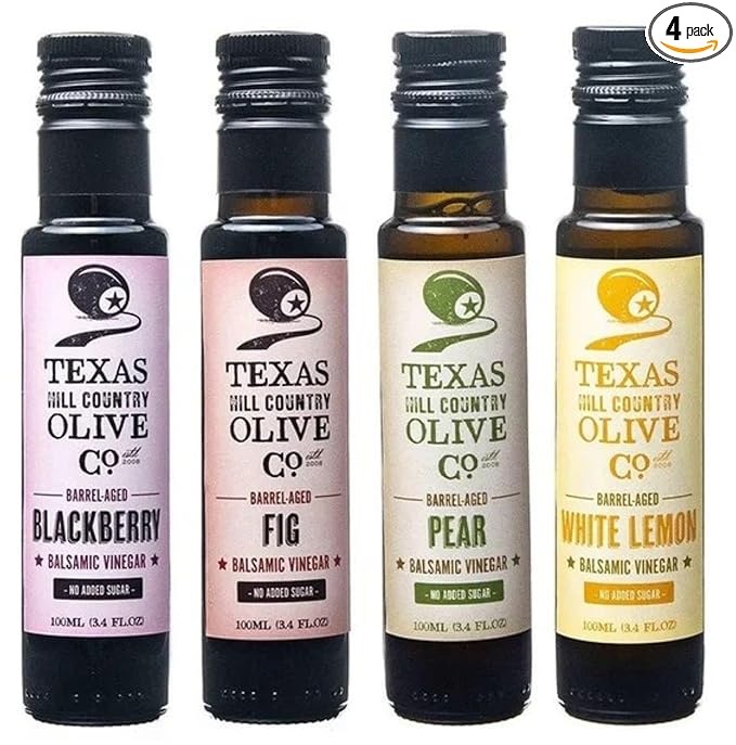 Balsamic Vinegar Combo Gift Set 4 Pack (100ml Each): Blackberry, Fig, Pear, White Lemon