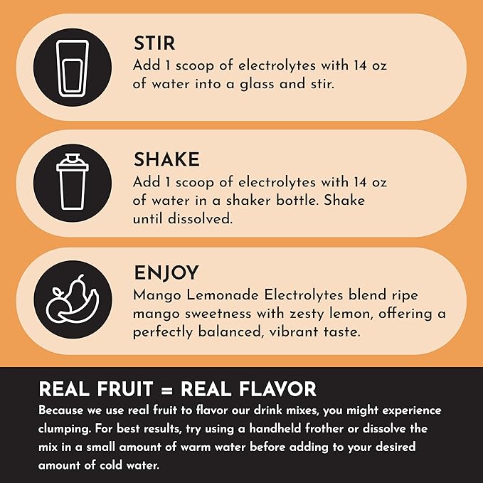 Mango Lemonade Electrolytes ??30?‘Serving Hydration Drink Mix with Coconut Water, Sea Salt, and