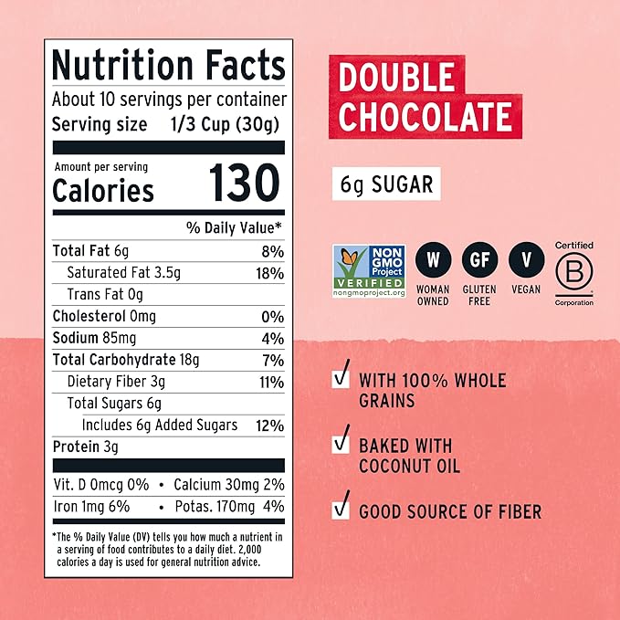 Purely Elizabeth Cookie Granola, Double Chocolate, Gluten-Free, Non-GMO 11oz Bag (3 Pack)