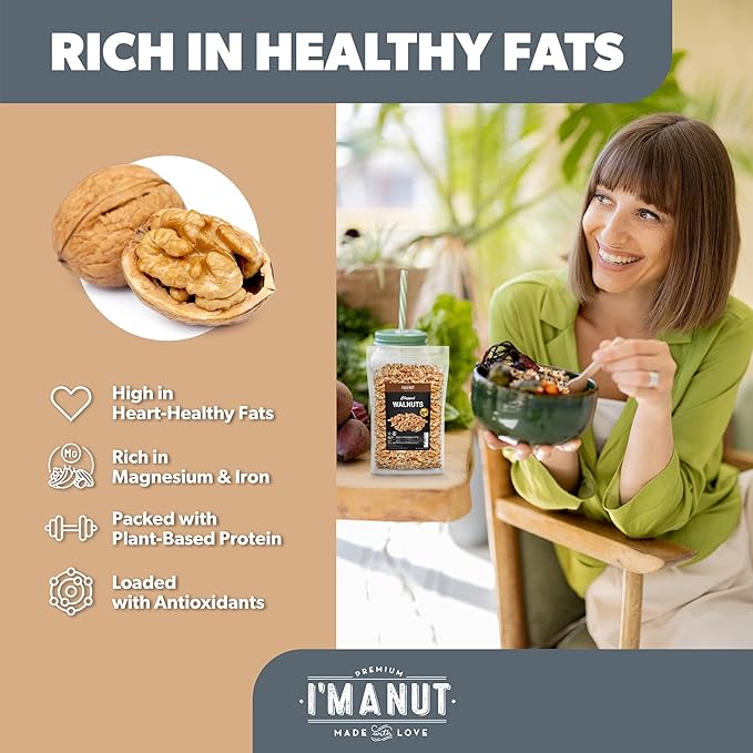 Premium Raw Walnut Halves & Pieces 16oz (1 lb) - 100% Natural, No-PPO, Non-GMO, Batch-Tested Gluten