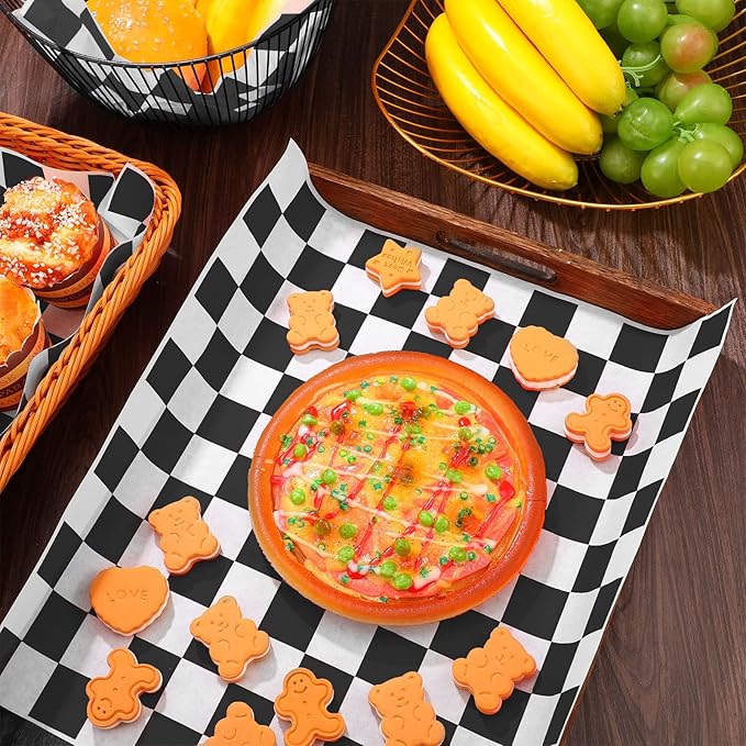 Honeydak 600 Pcs Sandwich Wrapping Paper Sheet 15x15 Checkered Food Wax Sheets Parchment Burgers