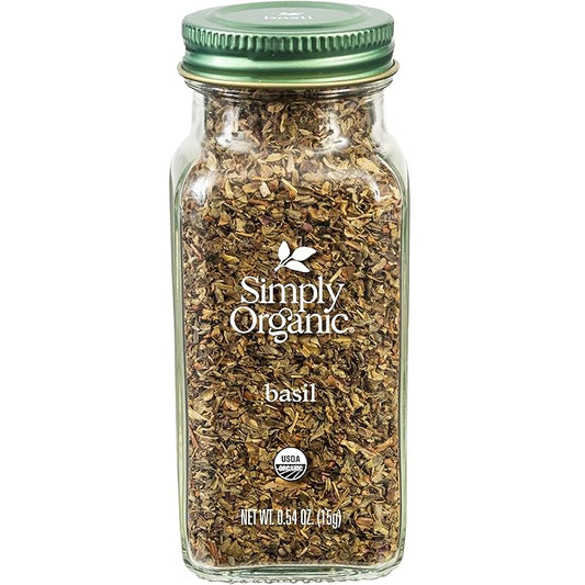 Simply Organic Pure Egyptian Basil Leaf, 0.54 Ounce Bottle, Cut and Sifted, Herbaceous and