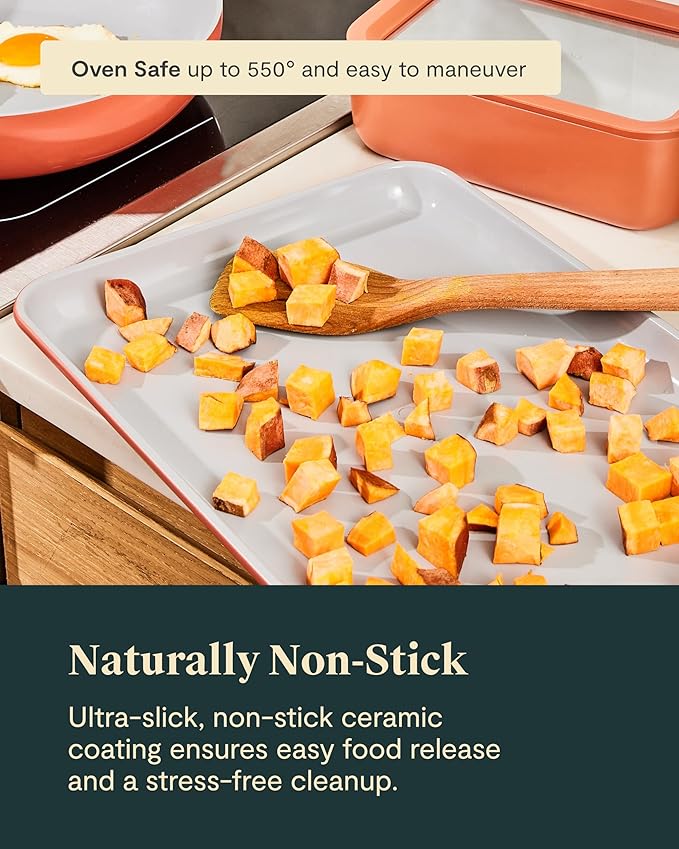 Caraway Non-Stick Ceramic Medium Baking Sheet - Naturally Slick Ceramic Coating - Non-Toxic, PTFE &
