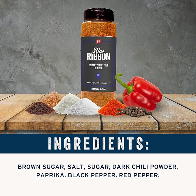 PS Seasoning Blue Ribbon Rib Rub- Sweet & Smoky Competition Style BBQ Seasoning for Smoking and