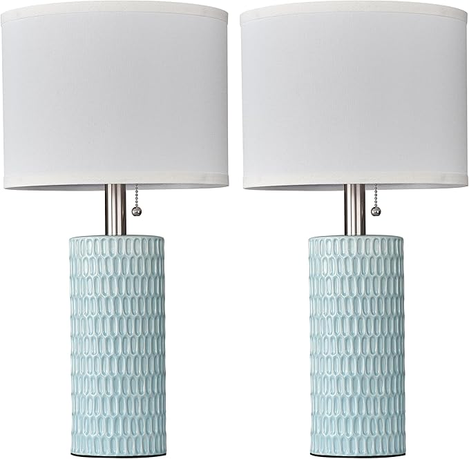 Table Lamps for Living Room Set of 2, Ceramic Table Lamps for Bedroom, 20" Modern Lamps for Night