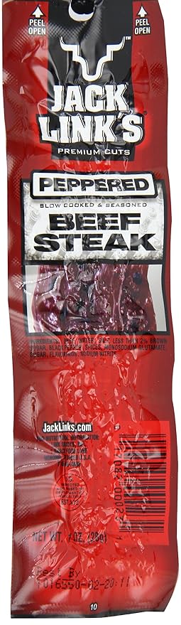 Jack Link's Beef Steak, Peppered - Protein Snacks, Meat Snack with 11g of Protein, Made with 100%