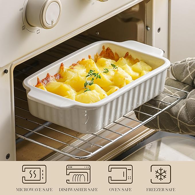 Small Baking Dish, 9x5 inch Casserole Dishes for Oven, 30 Oz Ceramic Baking Pans with Double