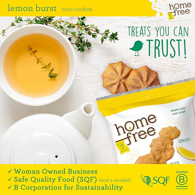 Homefree Treats You Can Trust Gluten Free Mini Cookies, Single Serve, Lemon Burst, 1.0 Ounce (Pack