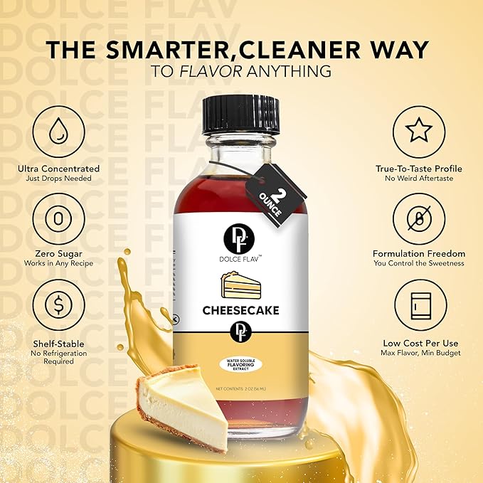 Dolce Flav Cheesecake Extract ??2 Ounce Water-Soluble Kosher, Sugar-Free, Concentrated Creamy
